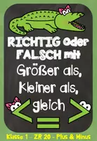 Vorschau - Stationenlernen - Richtig oder falsch mit - größer als, kleiner als, gleich - Deckblatt