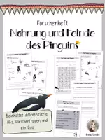 Vorschau - Unterrichtsreihen - Forscherheft zu Nahrung und Feinden des Pinguins - Deckblatt