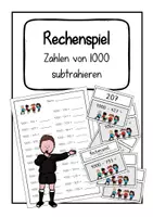 Vorschau - Arbeitsblätter - Fußball-Rechenspiel mit Arbeitsblatt: Zahlen von 1000 subtrahieren - Deckblatt