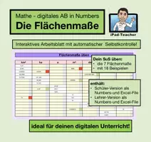 Vorschau - Arbeitsblätter - MATHE: Flächenmaße digitales AB mit Selbstkontrolle - Deckblatt