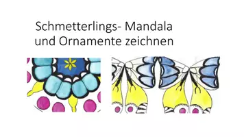 Vorschau - Präsentationen/Tafelbilder - Kunst: Schmetterlings- Mandala und Ornamente zeichnen - Deckblatt