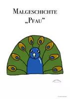 Vorschau - Mal- und Bastelvorlagen - Malgeschichte / rhythmisches Zeichnen „PFAU“ (Querformat zum Einlaminieren, Beamen, auf dem Tablet) - Deckblatt