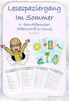 Vorschau - Arbeitsblätter - Lesespaziergang im Sommer 4-fach differenziert in Silbenschrift - Deckblatt