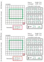 Vista previa - Hojas de trabajo - Cuaderno de trabajo Calcular el perímetro de un rectángulo - página 2