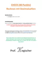Vorschau - Arbeitsblätter - Kompetenzcheck: Rechnen mit Dezimalzahlen 2 (mit Lösungen) - Deckblatt