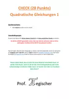 Vorschau - Test - Kompetenzcheck: Quadratische Gleichungen 1 (mit Lösungen) - Deckblatt