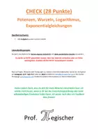 Vorschau - Arbeitsblätter - Kompetenzcheck: Potenzen, Logarithmus, Exponentialgleichungen (mit Lösungen) - Deckblatt
