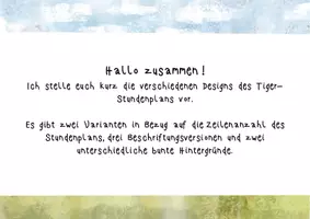 Vorschau - Lehrpläne/Lehrermaterial - Tiger-Klasse Stundenplan zum Ausmalen und bunt - Seite 1