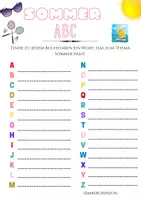 Vorschau - Arbeitsblätter - Sommer ABC - Finde zu jedem Buchstaben das passende Wort - Seite 1
