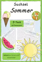 Vorschau - Arbeitsblätter - Suchsel Thema Sommer Klasse 1/2 - Deckblatt