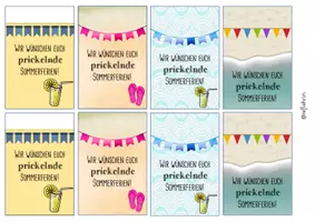 Vorschau - Bildkarten - Feriengruß - prickelnde Sommerferien (Ich/ Wir) - Seite 1