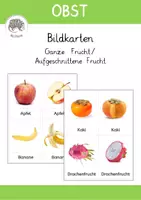 Vorschau - Bildkarten - Obst: 30 Bildkarten/Nomenklatur-Karten mit Fotos (ganze und aufgeschnittene Früchte) - Deckblatt