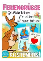 Vorschau - Mal- und Bastelvorlagen - Feriengrüße Känguruklasse kostenlos - Deckblatt