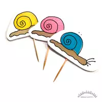 Vorschau - Mal- und Bastelvorlagen - MUFFIN-TOPPER (Cake-Topper / Spieße) „SCHNECKE“ - Seite 1