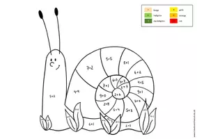 Vorschau - Arbeitsblätter - Malen nach Zahlen - Addition bis 10 - Schnecke - Deckblatt