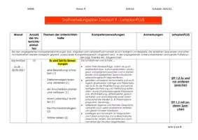 Vorschau - Lehrpläne/Lehrermaterial - Stoffverteilungsplan Deutsch MS LehrplanPLUS 9 BY - Deckblatt