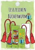 Vorschau - Mal- und Bastelvorlagen - Lesezeichen Bücherwurm - Deckblatt