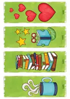 Vorschau - Mal- und Bastelvorlagen - Lesezeichen Bücherwurm - Seite 1