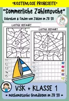 Vorschau - Arbeitsblätter - Kostenlos I Sommerliche Zahlensuche I ZR 20 I VSK + Kl. 1 - Deckblatt