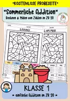 Vorschau - Arbeitsblätter - Kostenlos I Sommerliche Addition I ZR 20 I Kl. 1 - Deckblatt