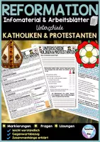 Vorschau - Arbeitsblätter - Reformation - Unterschiede Katholiken u. Protestanten | Infomaterial & Arbeitsblätter - Deckblatt