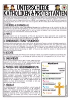 Vorschau - Arbeitsblätter - Reformation - Unterschiede Katholiken u. Protestanten | Infomaterial & Arbeitsblätter - Seite 1