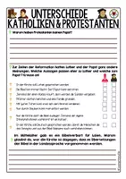 Vorschau - Arbeitsblätter - Reformation - Unterschiede Katholiken u. Protestanten | Infomaterial & Arbeitsblätter - Seite 2