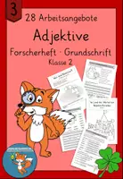 Vorschau - Arbeitsblätter - Adjektive Klasse 2 Grundschrift Forscherheft Wortarten - Deckblatt
