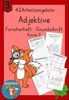Vorschau - Arbeitsblätter - Adjektive Forscherheft Klasse 3 Grundschrift Wortarten - Deckblatt