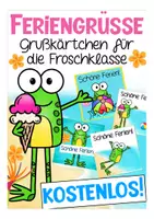 Vorschau - Mal- und Bastelvorlagen - Feriengrüße Froschklasse kostenlos - Deckblatt