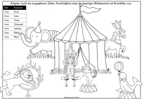 Vorschau - Arbeitsblätter - Ausmalbild Zirkus - Seite 1