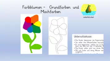 Vorschau - Stundenentwürfe - Kunst: Farbblumen, Grundfarben und Mischfarben - Deckblatt