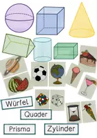Vorschau - Stundenentwürfe - Geometrische Körper im Alltag - Tafelmaterial mit Bildkarten & Textkarten - Seite 1
