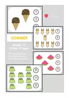Vorschau - Arbeitsblätter - Menge 10 - SOMMER - Klammerkarten - Menge legen - Deckblatt