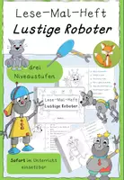 Vorschau - Arbeitsblätter - Lesen und Malen Lustige Roboter Klasse 1/2 - Deckblatt