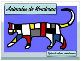 Vista previa - Unidades / Secuencias / Situaciones de Aprendizaje - ARTE, paso a paso: Animales de Mondrian con 8 plantillas de animales - página 1