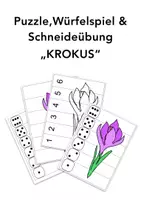 Vorschau - Arbeitsblätter - Puzzle, Würfelspiel & Schneideübung „KROKUS“ (Zahlen bis 6 & Würfel) - Deckblatt