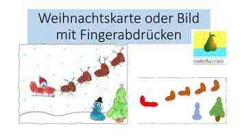 Vorschau - Mal- und Bastelvorlagen - Kunst: Weihnachtskarte oder Bild mit Fingerabdrücken gestalten - Deckblatt