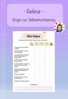 Vorschau - Arbeitsblätter - Mein Referat - Selbsteinschätzungsbogen für SuS (editierbar) - Deckblatt
