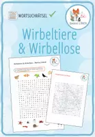 Vorschau - Arbeitsblätter - Wirbeltiere und Wirbellose – Wortsuchrätsel - Deckblatt