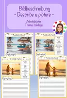 Vorschau - Arbeitsblätter - Bildbeschreibung Englisch: Describe the picture (Thema: holidays, Arbeitsblätter, editierbar) - Deckblatt