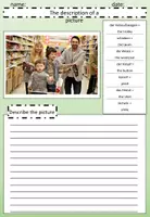 Vorschau - Arbeitsblätter - Bildbeschreibung Englisch: Describe the picture (Thema: shopping, Arbeitsblätter, editierbar) - Seite 2