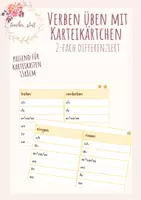 Vorschau - Arbeitsblätter - Üben mit Karteikärtchen: Verben (2-fach differenziert) - Deckblatt