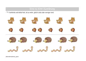 Vorschau - Arbeitsblätter - Eins-zu-Eins-Zuordnung üben - Deckblatt