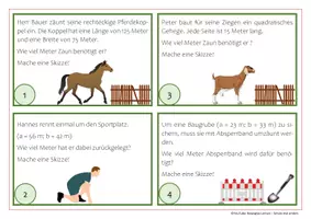 Vorschau - Arbeitsblätter - Umfang berechnen: Aufgabenkarten - Seite 1