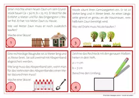Vorschau - Arbeitsblätter - Umfang berechnen: Aufgabenkarten - Seite 3