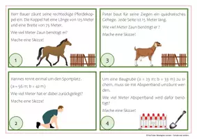 Vorschau - Arbeitsblätter - Umfang berechnen: Aufgabenkarten - Deckblatt