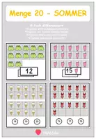 Vorschau - Arbeitsblätter - Menge 20 - SOMMER - Menge legen - Klettaufgaben (TEACCH) - Deckblatt