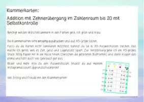 Vorschau - Spiele - Klammerkarten Klasse 1 ZR20 Addition mit Übergang - Seite 1