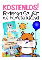 Vorschau - Mal- und Bastelvorlagen - Feriengrüße Hamsterklasse kostenlos Klassentier - Deckblatt